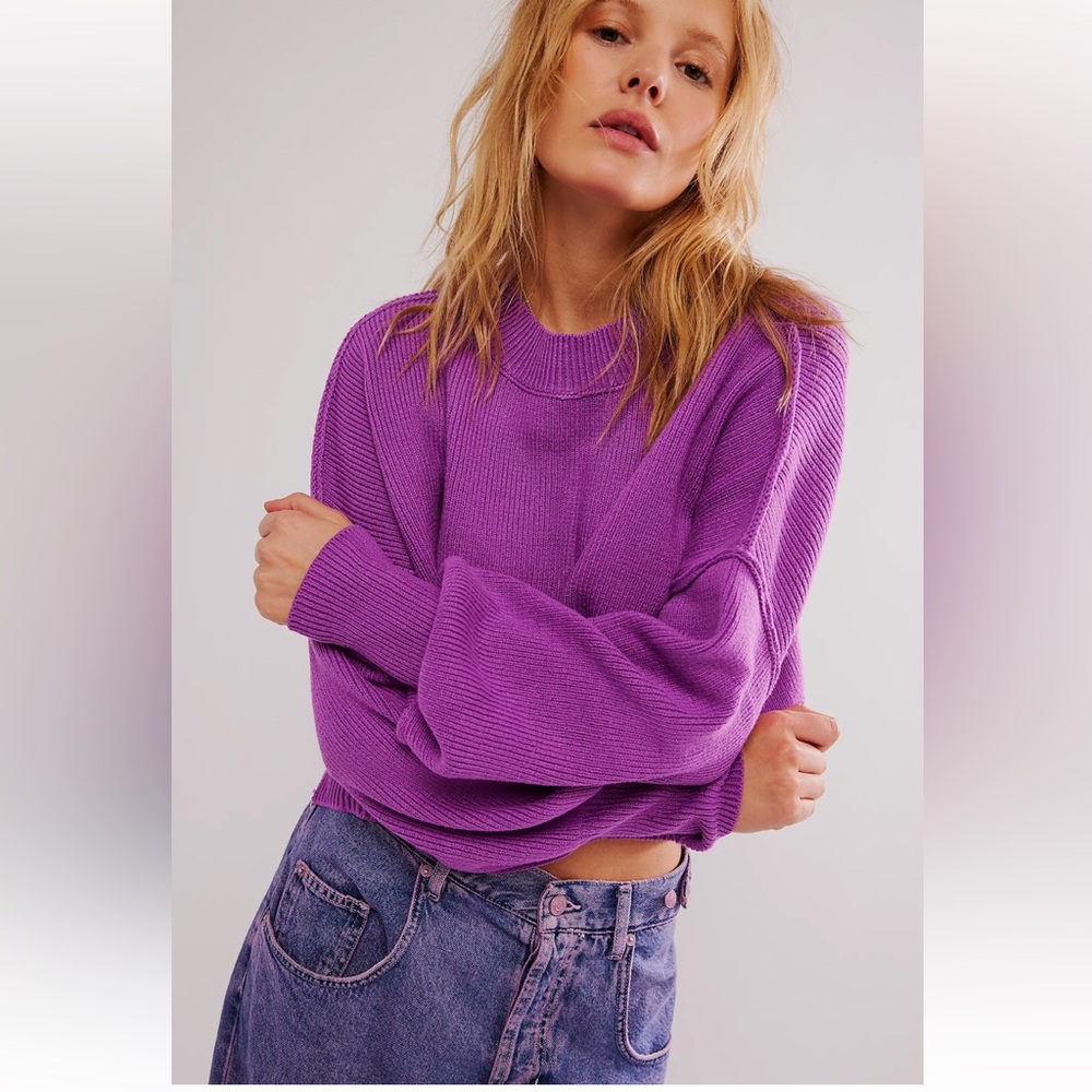 Free People Violet/Purple Crewneck Sweater